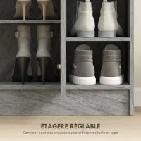 HOMCOM Meuble de rangement à chaussures pour entrée avec 4 compartiments ouverts et placard double porte - étagère réglable(m-5)