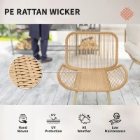 Outsunny Tuinmeubelset 4-delig Polyrattan lounge set met tweezitter, 2 stoelen, tafel, diepe zitplaatsen, dikke kussens(m-7)