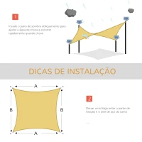 Outsunny Vela de Sombra Retangular 4x6 m Toldo Vela de Poliéster com Proteção UV Aneis em Forma de D e Cordas para Jardim Pátio Piscina Areia(m-6)