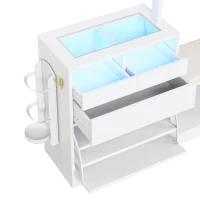 Set da Ingresso a LED con appendiabiti, tavolino, panca scarpiera e vetrina, 163x35x161 cm, Bianco(m-7)