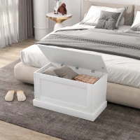 HOMCOM Arcón de almacenamiento, arcón para juguetes, con bisagra de seguridad, para salón, de madera, 80 x 40 x 45 cm, blanco(m-4)