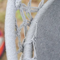 Outsunny Cadeira suspensa redonda Ø60 cm Cadeira de rede de balanço com almofada e corda de algodão para interior e exterior 80x80x42 cm Cinza(m-13)