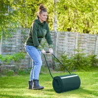 Outsunny Rulo para césped de 63L de capacidad con lámina raspadora, de metal, 123x58x40 cm, Verde oscuro(m-2)