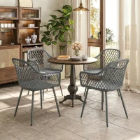 Outsunny Lot de 4 chaises de jardin résistantes aux UV en plastique avec accoudoir et dossier 56 x 51 x 84 cm Gris foncé(m-5)