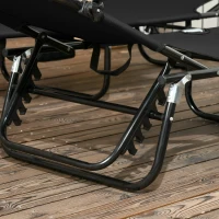 Outsunny Set de 2 tumbonas plegables para jardín con cubierta solar, respaldo ajustable en 5 niveles, negro(m-4)