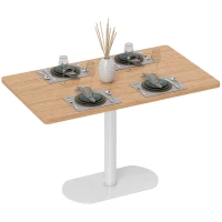 HOMCOM Mesa de comedor rectangular para 6 personas, 120 x 70 x 75 cm, mesa de cocina con base y tablero grueso roble blanco(m-7)