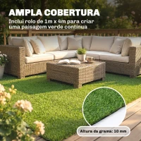 Outsunny Relva Sintética 1m x 4m Tapete de Relva Artificial com Altura de 10 mm Drenagem Automática Verde(m-4)