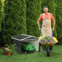 Outsunny Adăpost pentru mașina de tuns iarba robotică, garaj pentru robot, shed din oțel gri(m-2)