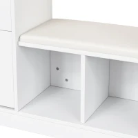 Set da Ingresso a LED con appendiabiti, tavolino, panca scarpiera e vetrina, 163x35x161 cm, Bianco(m-9)