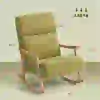 HOMCOM Silla Mecedora de Borreguito con Patas y Reposabrazos de Madera de Caucho Mecedora Carga 120 kg Verde Claro(m-3)