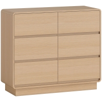 HOMCOM Aparador de 100 cm, aparador buffet con 6 cajones, cómoda para cocina, salón y comedor, madera natural