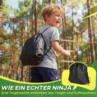 AIYAPLAY Ninja Line Kinder 10m Slackline Set mit Turnringe Schaukel Kletterleiter Kletternetz für 3-6 Jahre 1000x300x180 cm Rot(m-7)