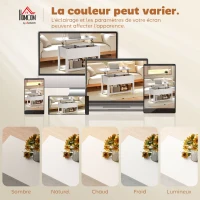 HOMCOM Mesa de centro elevable y extensible mesa de salón con compartimento oculto estante abierto 100x45x50,5cm blanco(m-4)