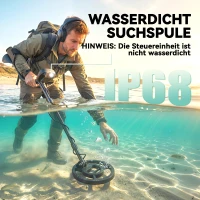Outsunny Metalldetektor IP68 Wasserdicht Metallsuchgerät mit 3 Modi Kopfhörer Schaufel Spule LCD-Display 7 Zoll Detektionstiefe(m-7)