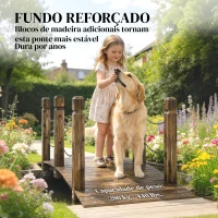 Outsunny Ponte de Jardim de Madeira 1,51 m Ponte Decorativa para Lagos Rústica com Corrimões de Segurança Carbonizada(m-6)