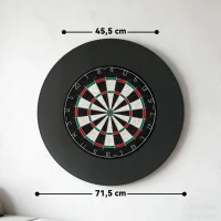 SPORTNOW Dartscheibe Dartboard-Set mit Schutzring, 6 Dartpfeile mit Stahlspitzen, Sisal, Kunststoff, Schwarz(m-3)