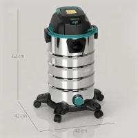 HOMCOM Aspirador bidón 3 en 1 1400W, Aspirador de sólidos, líquidos y soplador, Capacidad 18L, Triple filtro y accesorios(m-3)