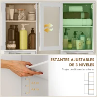 HOMCOM Columna de Baño con Puerta de Vidrio Estantes Ajustables Cajón para Espacios Pequeños 40x31x170 cm Blanco(m-5)
