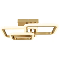 HOMCOM Lámpara de techo LED 40W 4300 lm 3500K/4500K/6000K Lámpara de techo 3 anillos cuadrados para salón, 48 x 46 x 13 cm, dorado(m-7)