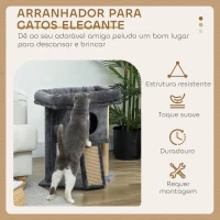 PawHut Arranhador para Gatos Pequenos 57 cm com Rampa para Arranhar Caverna Cama e Bola Suspensa 40x40x57 cm Cinzento Escuro(m-4)