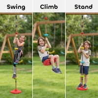 AIYAPLAY Climbing Rope, Kids Tree Swing Kit with Platforms and Disc Swings Seat, Obstacle Course Kids for Garden, Red(m-4)