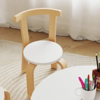 AIYAPLAY Set de Mesa y Sillas para Niños 3-8 Años 5 piezas con Bordes Redondeados en Madera Blanca(m-4)