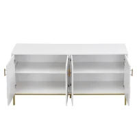 Credenza moderna con 4 ante e ripiani regolabili in altezza, in MDF, 160x40x80,5 cm, Bianco(m-9)