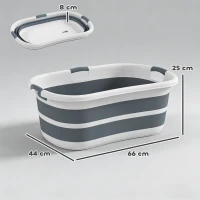 PawHut Hundewanne, faltbare und tragbare Wanne mit Ablassöffnung, für kleine Hunde und Welpen, Grau(m-3)