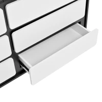 Commode à six tiroirs, coins arrondis des tiroirs, 140x38x74,5 cm, Noir(m-6)