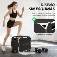 SPORTNOW Cajón Pliométrico de Madera 3 en 1 con 3 Alturas Diferentes Asas sin Esquinas Entrenamiento de Salto 41x36x31 cm Negro(m-4)