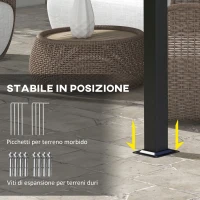 Outsunny Pergola Gazebo 3x3.5 m con 3 Tettucci Regolabili, in Acciaio e Poliestere Anti UV, Grigio Chiaro(m-7)