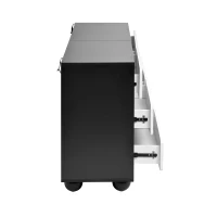 Commode à six tiroirs, coins arrondis des tiroirs, 140x38x74,5 cm, Noir(m-8)