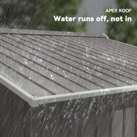 Outsunny 9 x 6FT Outdoor Garden Roofed Metal Storage Shed Tool Box with Foundation Ventilation & Doors Light, Grey(m-7)