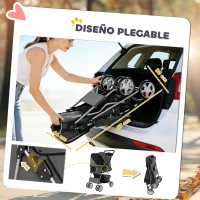 PawHut Carrito para Perros Pequeños con Cesta de Almacenaje Portavasos Ruedas y Cojín Lavable 77x44x102 cm Gris Oscuro(m-5)