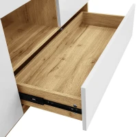 Credenza moderna con illuminazione a LED, vetrina e cassetti, 120x37x76.5 cm, Bianco(m-7)