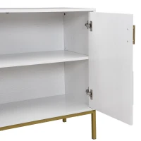 Credenza moderna con 4 ante e ripiani regolabili in altezza, in MDF, 160x40x80,5 cm, Bianco(m-6)