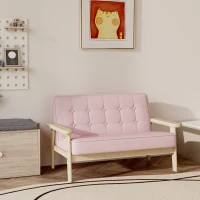 AIYAPLAY Sillón infantil, sofá infantil con armazón de madera, aspecto de terciopelo, acolchado, para niños de 3–15 años Rosa(m-4)