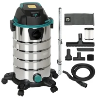 HOMCOM Aspirador bidón 3 en 1 1400W, Aspirador de sólidos, líquidos y soplador, Capacidad 18L, Triple filtro y accesorios(m-6)
