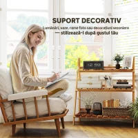 Outsunny Suport pentru Plante Pliabil, Jardinieră cu 3 Niveluri, Raft de Exterior pentru Plante, 80x37x93 cm, Lemn Natural(m-6)