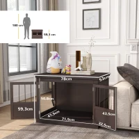 PawHut Gaiola para Cães com Mesa Auxiliar 3 Portas Francês e Fecho Magnético para Cães Pequenos 78x53x59,3 cm Castanho(m-3)
