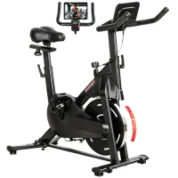 SPORTNOW Cyclette Magnetica Regolabile con Display LCD e Supporto per Tablet, in Acciaio e ABS, 103x49x98-112 cm, Nero(m-11)