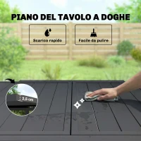 Outsunny Tavolo da Giardino a Doghe Allungabile per 4-6 Persone, in Alluminio, 80-160x80x75 cm, Nero(m-6)