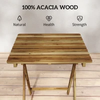 Outsunny Outdoor Coffee Table Foldable Wooden Garden Table for Patio Balcony Natural Wood(m-4)