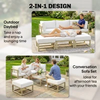 Outsunny Garden Daybed, 6 Piece Outdoor Sectional Sofa Set, Aluminium Patio Conversation Furniture Set with Coffee Table(m-4)