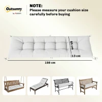 Outsunny Cuscino per Panca Esterno con Cinghie di Fissaggio, Protezione UV50+, Recupero Lento Interno e Esterno, 198x65x13 cm, Crema(m-3)