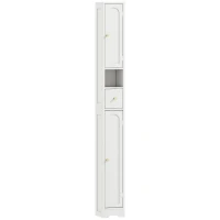 HOMCOM Mueble columna para baño, mueble de almacenamiento, 2 puertas, cajón, compartimento abierto, estante regulable, blanco(m-1)