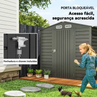 Outsunny Abrigo de Jardim 2,27 m² 190x131x188 cm com 2 Ventilações Porta com Fechadura para Armazenamento de Ferramentas Cinza(m-6)