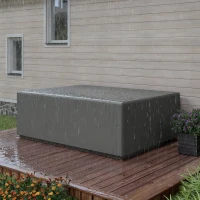 Outsunny Funda para muebles de jardín, funda de salón de jardín impermeable, cortavientos y anti-UV, 275 x 205 x 90 cm, gris(m-6)