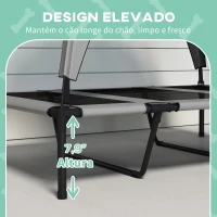 PawHut Cama Elevada para Cães com Toldo Estrutura de Aço e Bolsa de Transporte para Interior e Exterior 106x76x94 cm Cinzento Claro(m-7)