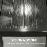 Outsunny Panchina da Giardino 2 Posti a Doghe Effetto Legno, Struttura in Acciaio, 130x34x43 cm, Grigio(m-6)